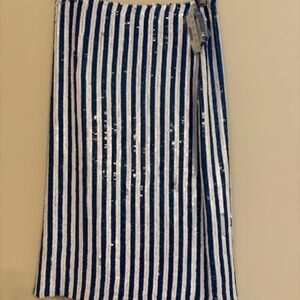 J Crew Collection Blue and White Stripe Pencil Skirt Size 2